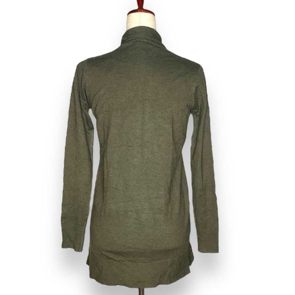 NEW Pink Clover Olive Green Shawl Collar Open Front Cardigan Sweater Size XSmall - Picture 3 of 8